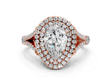 Rose gold Double Halo Pear Cut Diamond Split Shank Engagement Ring with Four-Prong Setting_3