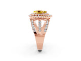 Rose gold Double Halo Pear Cut Diamond Split Shank Pave Set Ring_2