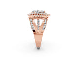 Rose gold Double Halo Pear Cut Diamond Split Shank Pave Set Ring_2