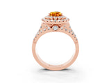 Rose gold Double Halo Pear Cut Diamond Split Shank Pave Set Ring_3