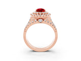 Rose gold Double Halo Pear Cut Diamond Split Shank Pave Set Ring_3