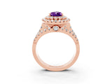 Rose gold Double Halo Pear Cut Diamond Split Shank Pave Set Ring_3