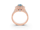 Rose gold Double Halo Pear Cut Diamond Split Shank Pave Set Ring_3