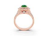 Rose gold Double Halo Pear Cut Diamond Split Shank Pave Set Ring_3