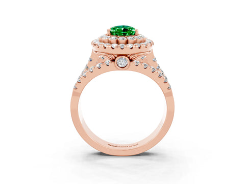 Rose gold Double Halo Pear Cut Diamond Split Shank Pave Set Ring_3