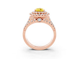 Rose gold Double Halo Pear Cut Diamond Split Shank Pave Set Ring_3