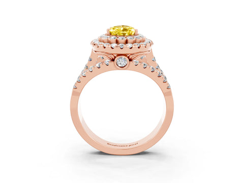 Rose gold Double Halo Pear Cut Diamond Split Shank Pave Set Ring_3