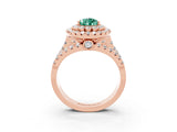 Rose gold Double Halo Pear Cut Diamond Split Shank Pave Set Ring_3
