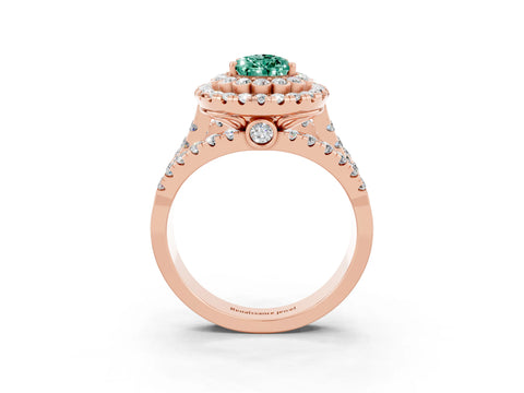Rose gold Double Halo Pear Cut Diamond Split Shank Pave Set Ring_3