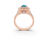 Rose gold Double Halo Pear Cut Diamond Split Shank Pave Set Ring_3