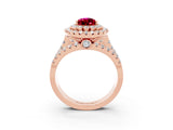 Rose gold Double Halo Pear Cut Diamond Split Shank Pave Set Ring_3
