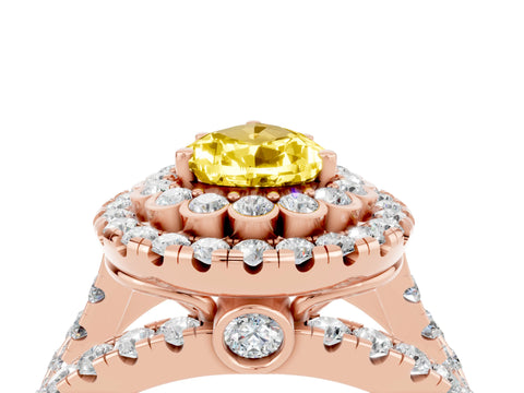Rose gold Double Halo Pear Cut Diamond Split Shank Pave Set Ring_4