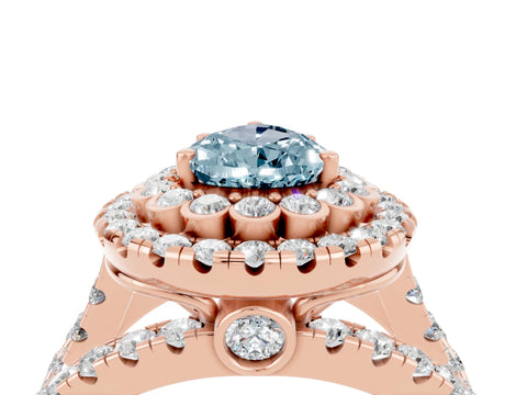 Rose gold Double Halo Pear Cut Diamond Split Shank Pave Set Ring_4