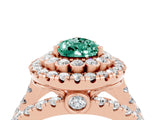 Rose gold Double Halo Pear Cut Diamond Split Shank Pave Set Ring_4