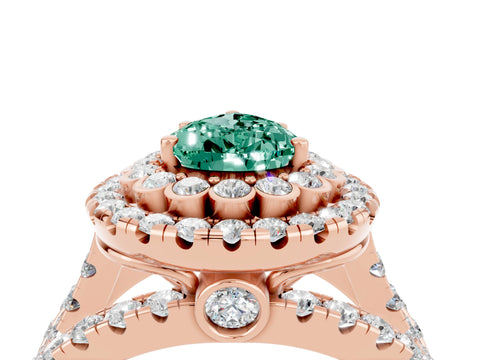 Rose gold Double Halo Pear Cut Diamond Split Shank Pave Set Ring_4