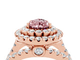 Rose gold Double Halo Pear Cut Diamond Split Shank Pave Set Ring_4