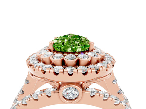 Rose gold Double Halo Pear Cut Diamond Split Shank Pave Set Ring_4