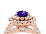 Rose gold Double Halo Pear Cut Diamond Split Shank Pave Set Ring_4