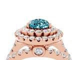 Rose gold Double Halo Pear Cut Diamond Split Shank Pave Set Ring_4