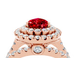 Rose gold Double Halo Pear Cut Diamond Split Shank Pave Set Ring_4
