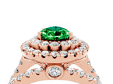 Rose gold Double Halo Pear Cut Diamond Split Shank Pave Set Ring_4