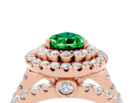 Rose gold Double Halo Pear Cut Diamond Split Shank Pave Set Ring_4