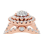 Rose gold Double Halo Pear Cut Diamond Split Shank Pave Set Ring_4