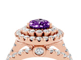 Rose gold Double Halo Pear Cut Diamond Split Shank Pave Set Ring_4