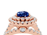 Rose gold Double Halo Pear Cut Diamond Split Shank Pave Set Ring_4