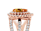 Rose gold Double Halo Pear Cut Diamond Split Shank Pave Set Ring_5