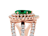 Rose gold Double Halo Pear Cut Diamond Split Shank Pave Set Ring_5