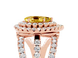 Rose gold Double Halo Pear Cut Diamond Split Shank Pave Set Ring_5