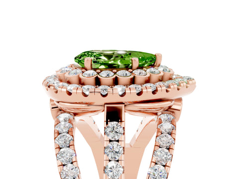 Rose gold Double Halo Pear Cut Diamond Split Shank Pave Set Ring_5