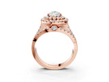 Rose gold Double Halo Pear Cut Diamond Split Shank Pave Set Ring_6