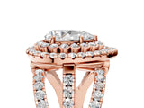 Rose gold Double Halo Pear Cut Diamond Split Shank Pave Set Ring_8