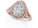 Rose gold Double Halo Pear Cut Diamond Split Shank Ring with Four Prong Setting_33