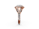 Rose gold Double Halo Pear Cut Diamond Split Shank Ring with Four Prong Setting_34