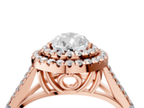 Rose gold Double Halo Pear Cut Diamond Split Shank Ring with Four Prong Setting_36
