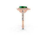 Rose gold Double Halo Pear Cut Emerald Pavé Band with Four-Prong Setting_2