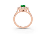 Rose gold Double Halo Pear Cut Emerald Pavé Band with Four-Prong Setting_3