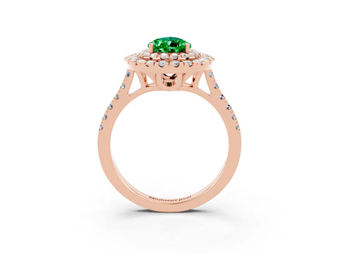 Rose gold Double Halo Pear Cut Emerald Pavé Band with Four-Prong Setting_3