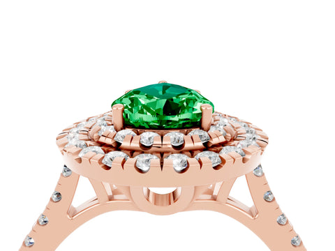 Rose gold Double Halo Pear Cut Emerald Pavé Band with Four-Prong Setting_4