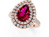 Rose gold Double Halo Pear Cut Garnet Pavé Band with Four-Prong Setting_1