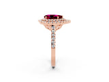 Rose gold Double Halo Pear Cut Garnet Pavé Band with Four-Prong Setting_2