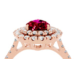 Rose gold Double Halo Pear Cut Garnet Pavé Band with Four-Prong Setting_4