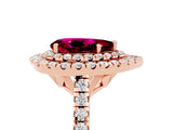 Rose gold Double Halo Pear Cut Garnet Pavé Band with Four-Prong Setting_5