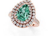 Rose gold Double Halo Pear Cut Green Sapphire Pavé Band with Four-Prong Setting_1