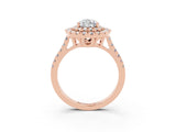 Rose gold Double Halo Pear Cut Moissanite Pavé Band with Four-Prong Setting_3