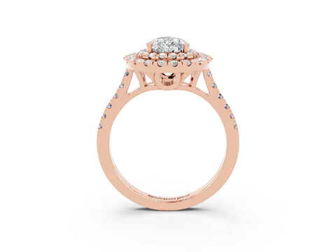 Rose gold Double Halo Pear Cut Moissanite Pavé Band with Four-Prong Setting_3