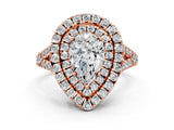 Rose gold Double Halo Pear Cut Pave Split Shank Prong Set Ring_15